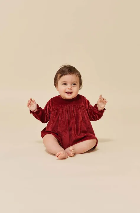 Haljina za bebe Konges Sløjd boja: bordo, mini, širi se prema dolje