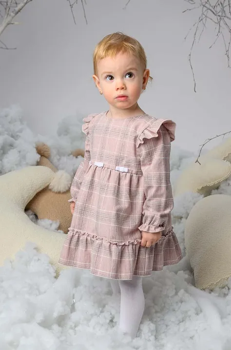 Παιδικό βαμβακερό φόρεμα Jamiks χρώμα: ροζ