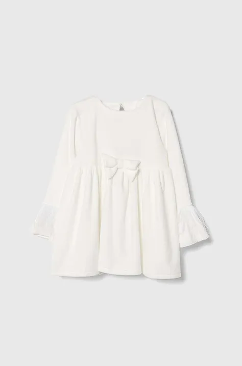 Haljina za bebe Jamiks boja: bijela, mini, širi se prema dolje