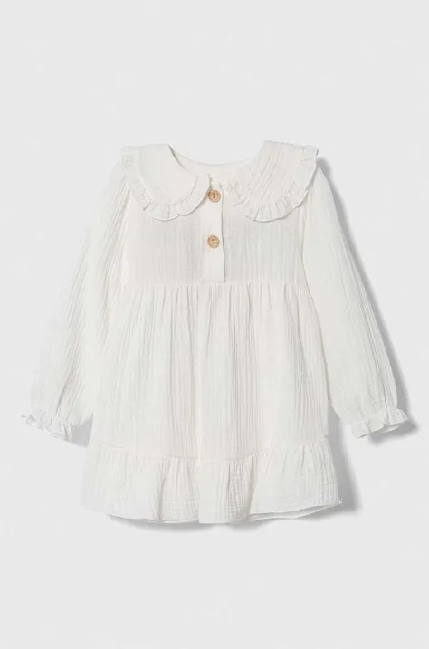 Jamiks rochie din bumbac pentru bebeluși culoarea alb, midi, evazati