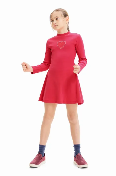 Desigual sukienka dziecięca kolor fioletowy mini rozkloszowana