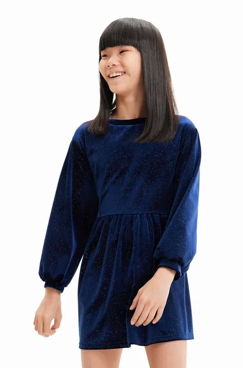 Dječja haljina Desigual boja: tamno plava, mini, širi se prema dolje