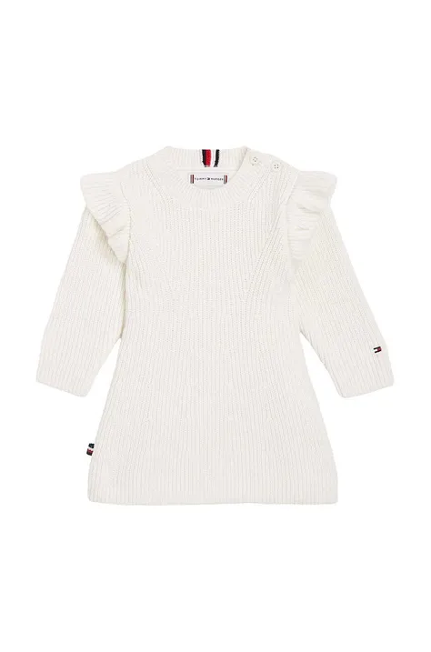 Haljina za bebe Tommy Hilfiger boja: bijela, mini, širi se prema dolje