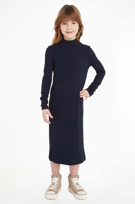 Дитяча сукня Tommy Hilfiger колір синій midi пряма