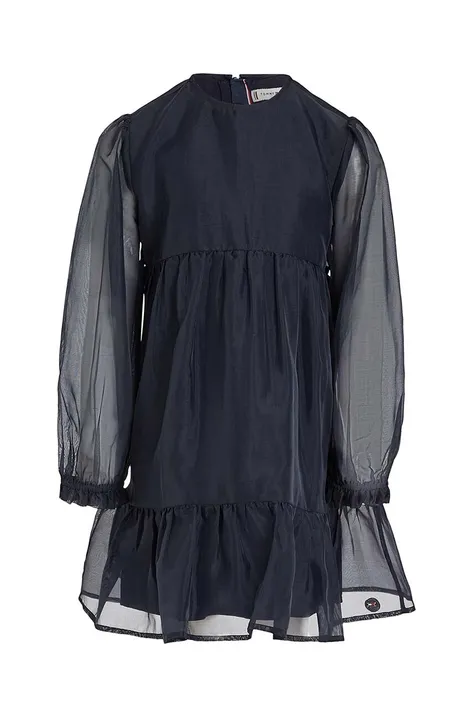 Dječja haljina Tommy Hilfiger boja: crna, mini, širi se prema dolje