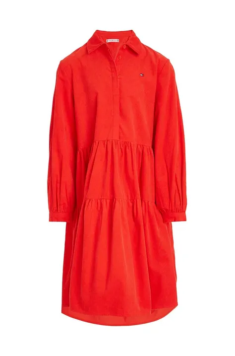 Παιδικό βαμβακερό φόρεμα Tommy Hilfiger χρώμα: κόκκινο