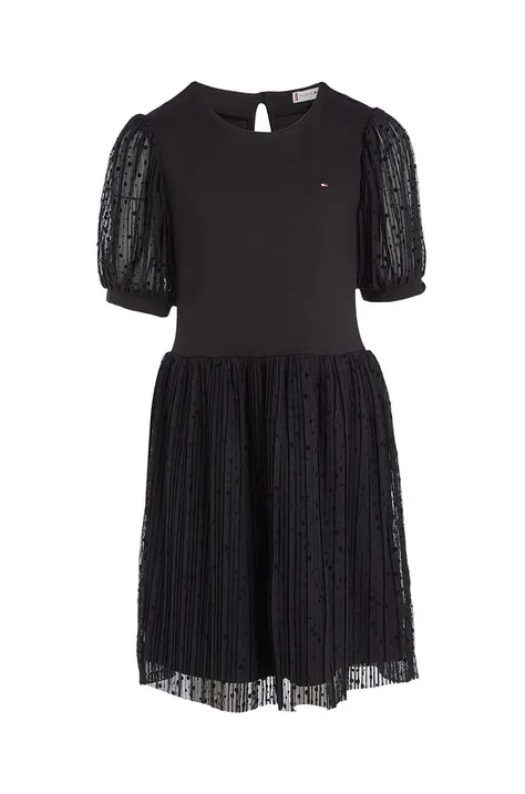 Dječja haljina Tommy Hilfiger boja: crna, mini, širi se prema dolje