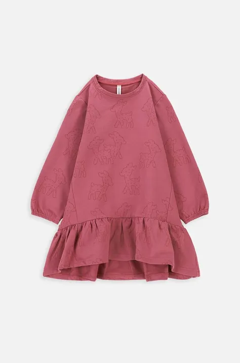 Dievčenské šaty Coccodrillo bordová farba, mini, áčkový strih