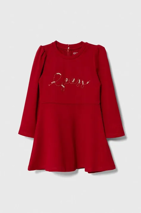 Παιδικό φόρεμα Guess χρώμα: κόκκινο
