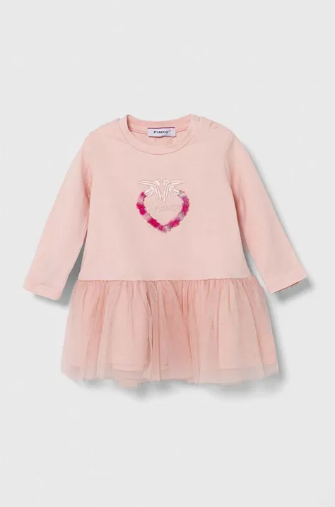 Haljina za bebe Pinko Up boja: ružičasta, mini, širi se prema dolje