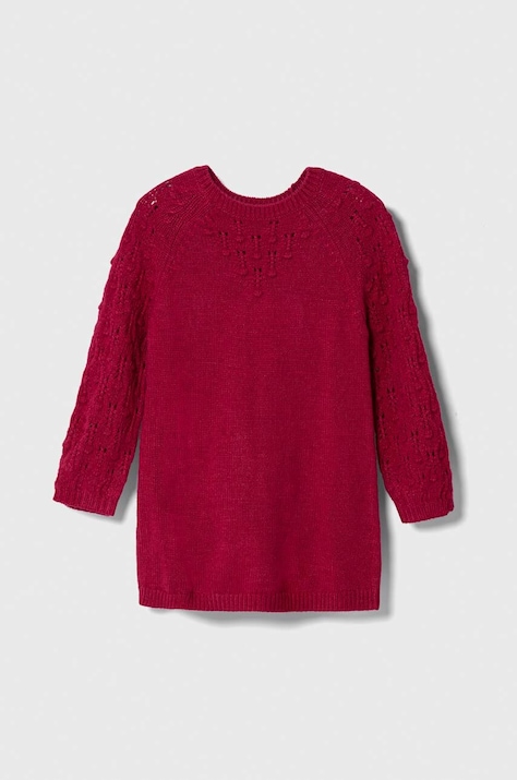 Παιδικό φόρεμα από μαλλί United Colors of Benetton χρώμα: μοβ