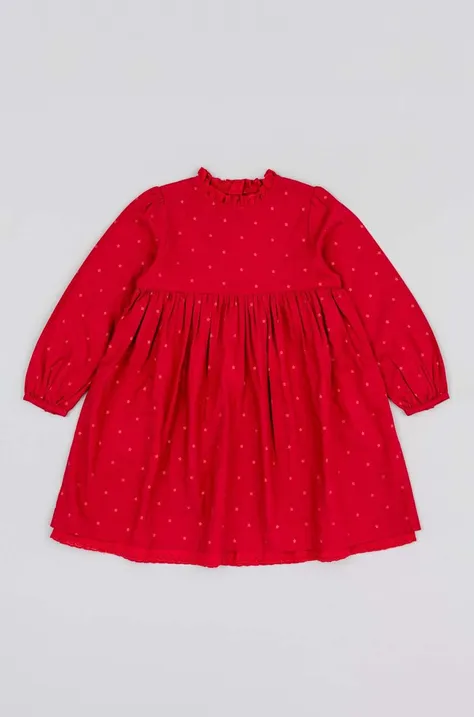zippy sukienka bawełniana dziecięca kolor czerwony mini rozkloszowana