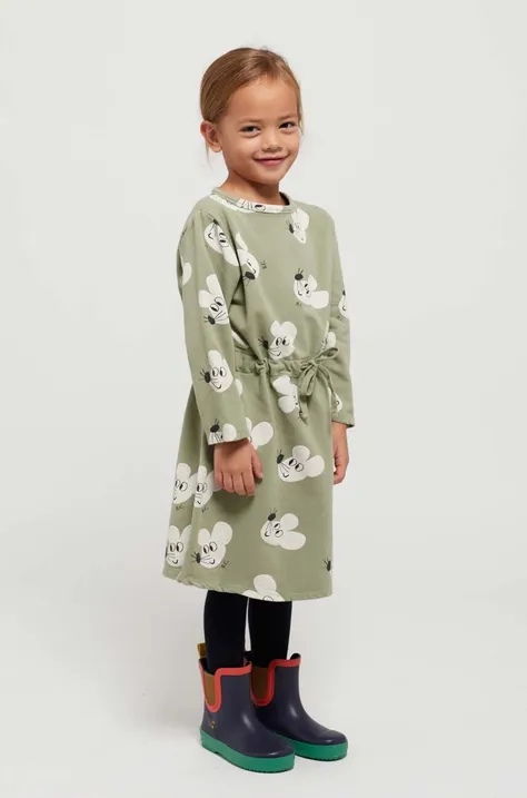 Детское платье Bobo Choses цвет зелёный mini расклешённая