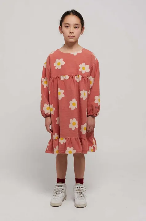Otroška bombažna obleka Bobo Choses roza barva