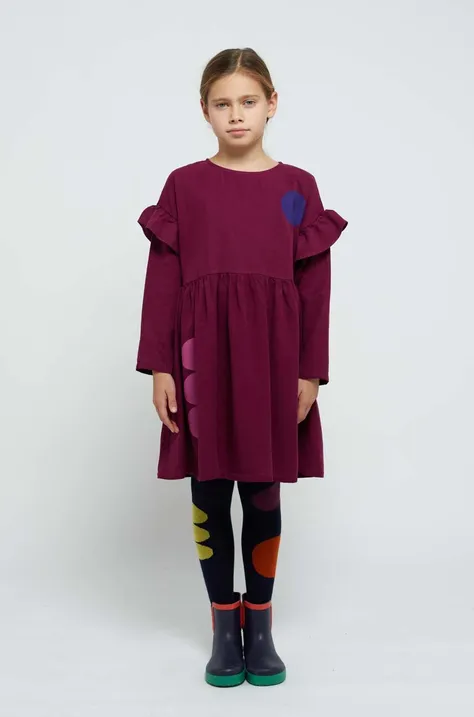 Dievčenské šaty Bobo Choses fialová farba, mini, áčkový strih