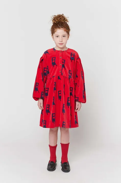 Bobo Choses sukienka dziecięca kolor czerwony mini rozkloszowana