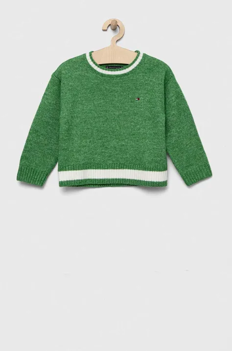 Παιδικό πουλόβερ από μείγμα μαλλιού Tommy Hilfiger χρώμα: πράσινο