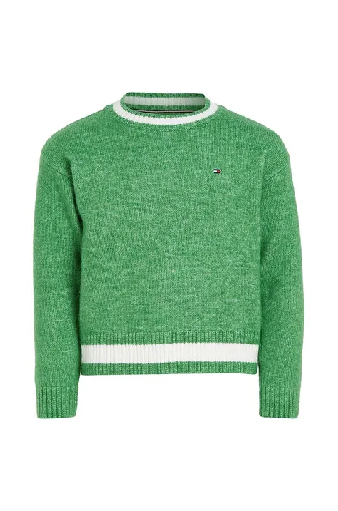 Dječji pulover s postotkom vune Tommy Hilfiger boja: zelena, topli