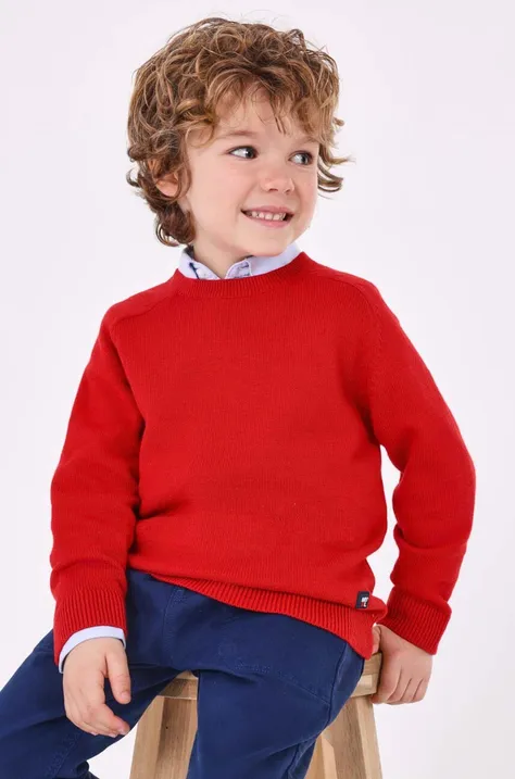 Mayoral sweter z domieszką wełny dziecięcy kolor czerwony lekki