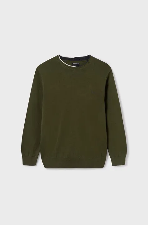 Detský bavlnený sveter Mayoral zelená farba, tenký