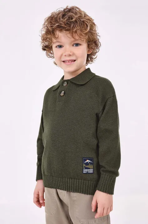 Дитячий светр з домішкою вовни Mayoral колір зелений легкий