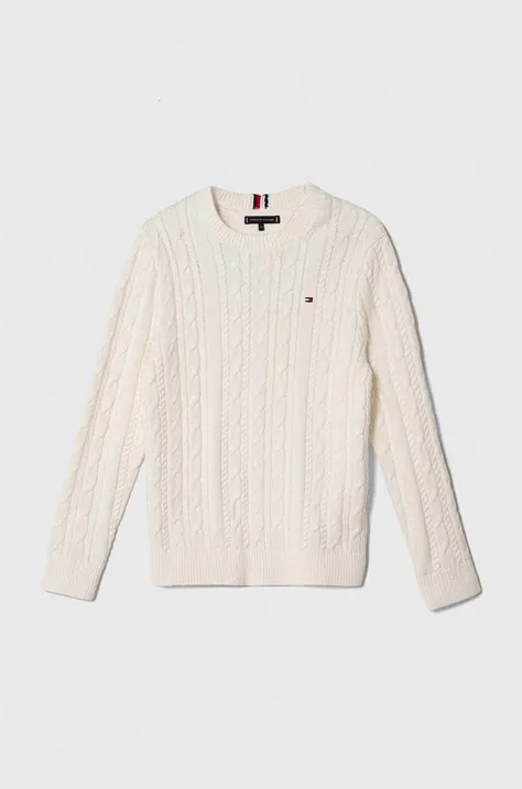Παιδικό πουλόβερ Tommy Hilfiger χρώμα: άσπρο
