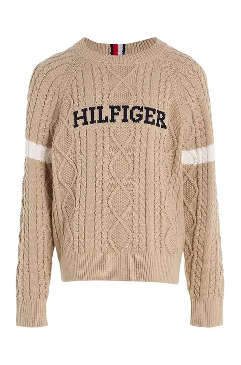 Tommy Hilfiger sweter dziecięcy kolor beżowy lekki