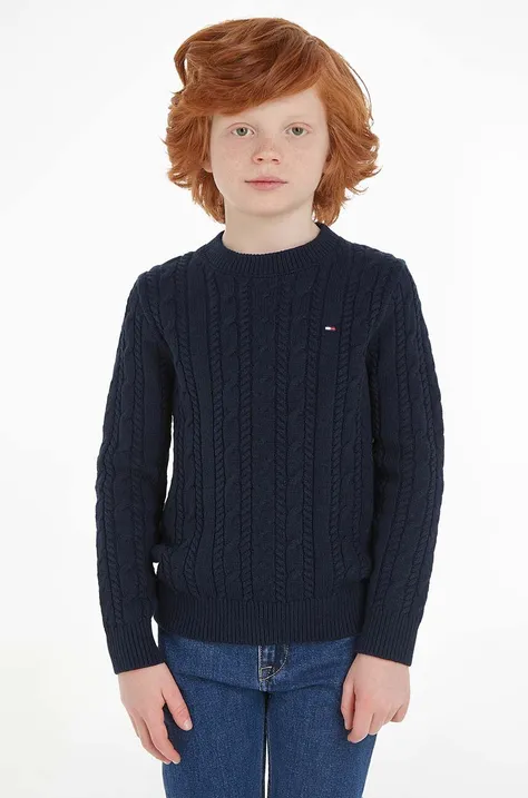 Detský sveter Tommy Hilfiger tmavomodrá farba