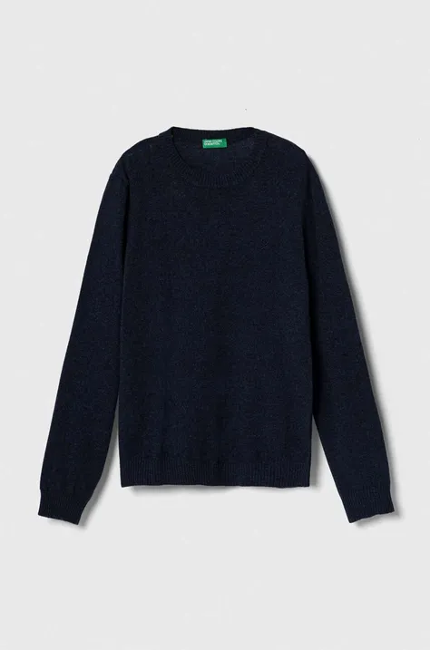 Παιδικό πουλόβερ από μείγμα μαλλιού United Colors of Benetton χρώμα: ναυτικό μπλε