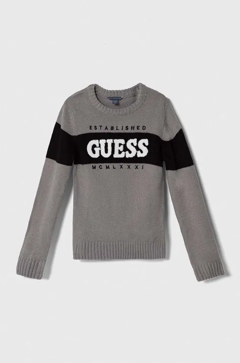 Παιδικό πουλόβερ Guess χρώμα: γκρι