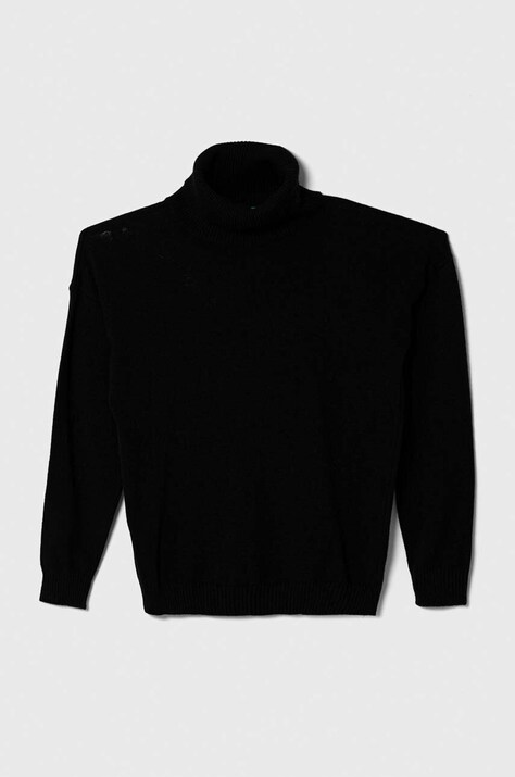 United Colors of Benetton pulover pentru copii din amestec de lana culoarea negru, light
