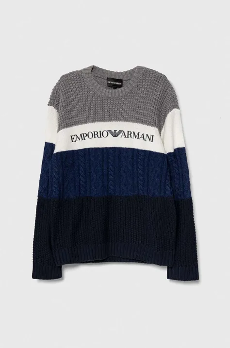 Otroški volneni pulover Emporio Armani siva barva