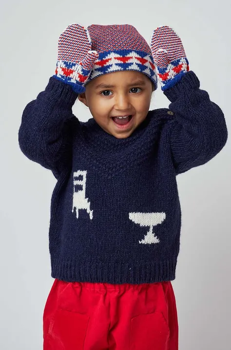 Pulover za bebe od mješavine vune Bobo Choses boja: tamno plava