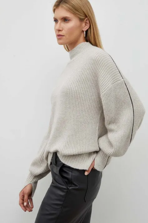 Bruuns Bazaar sweter z domieszką wełny Parisa Ifra damski kolor szary z półgolfem