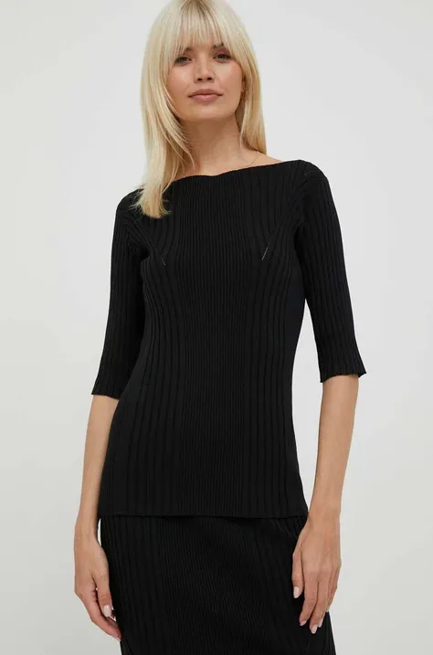 Пуловер Calvin Klein дамски в черно от лека материя
