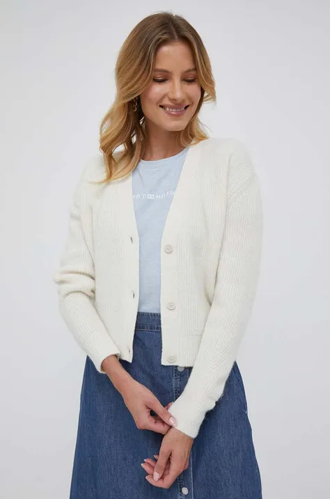 Calvin Klein pulover din amestec de lana femei, culoarea bej, călduros