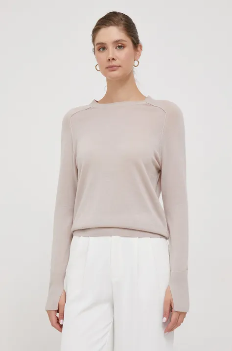 Vuneni pulover Calvin Klein za žene, boja: bež, lagani