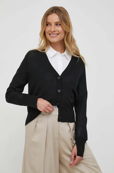 Vuneni pulover Calvin Klein za žene, boja: crna, lagani