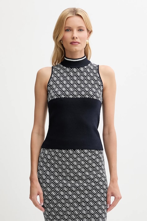 Guess top damski kolor granatowy z półgolfem