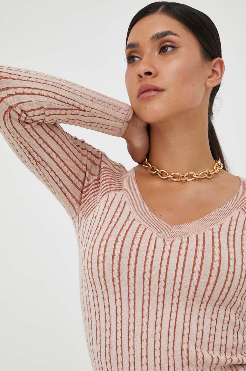 Guess sweter damski kolor różowy lekki