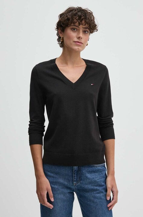 Tommy Hilfiger pulover femei, culoarea negru, light, WW0WW40098