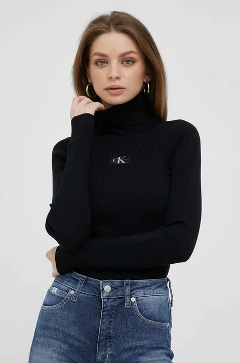 Calvin Klein Jeans sweter damski kolor czarny z golfem