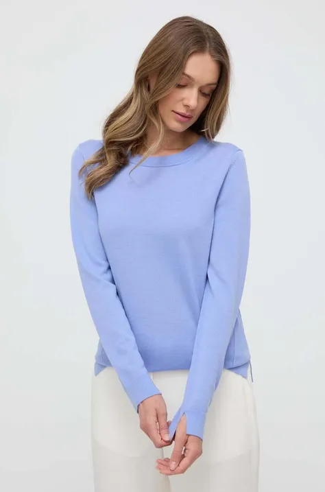 Vuneni pulover BOSS za žene, boja: tirkizna, lagani, 50492551