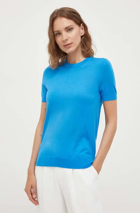 BOSS sweter wełniany damski kolor niebieski lekki 50492857