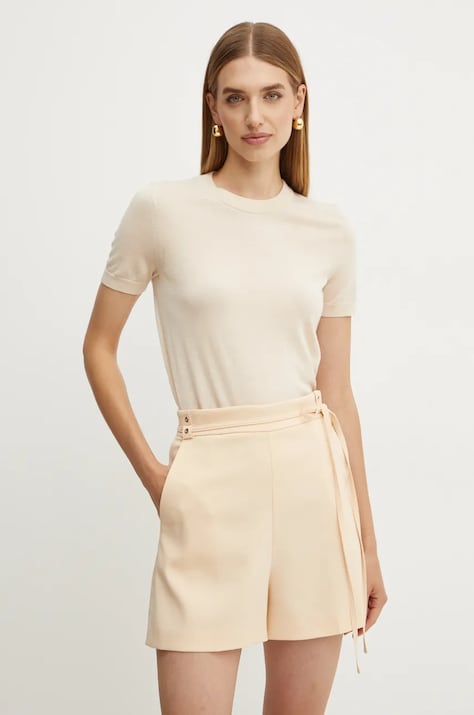 Vlněný svetr BOSS dámský, béžová barva, lehký, 50492857