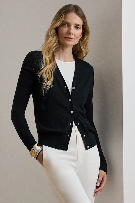 Πλεκτή ζακέτα Lauren Ralph Lauren χρώμα: μαύρο