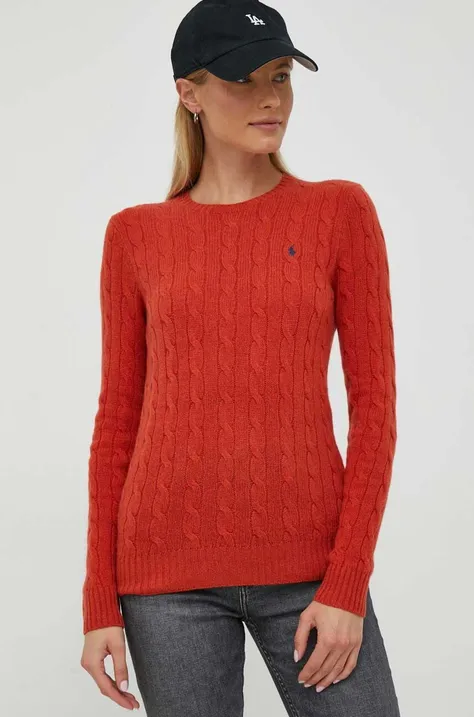 Polo Ralph Lauren sweter z kaszmirem kolor pomarańczowy lekki
