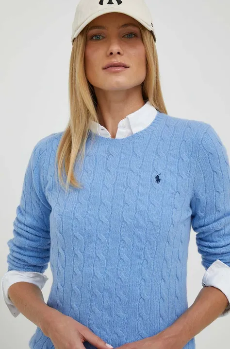 Polo Ralph Lauren sweter z kaszmirem kolor niebieski lekki
