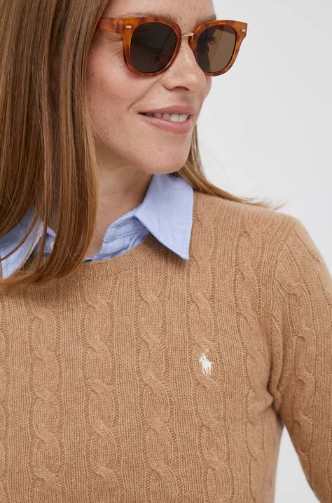 Polo Ralph Lauren sweter z kaszmirem kolor beżowy lekki