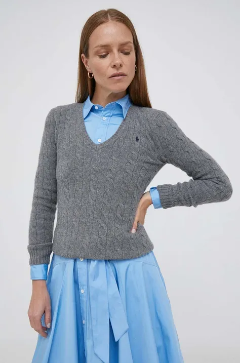 Μάλλινο πουλόβερ Polo Ralph Lauren γυναικεία, χρώμα: γκρι